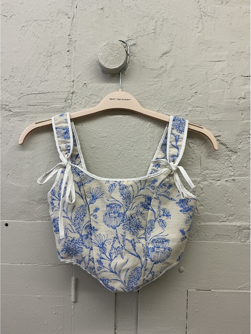Blue and White delft Floral Corset Crop Top cottagecore